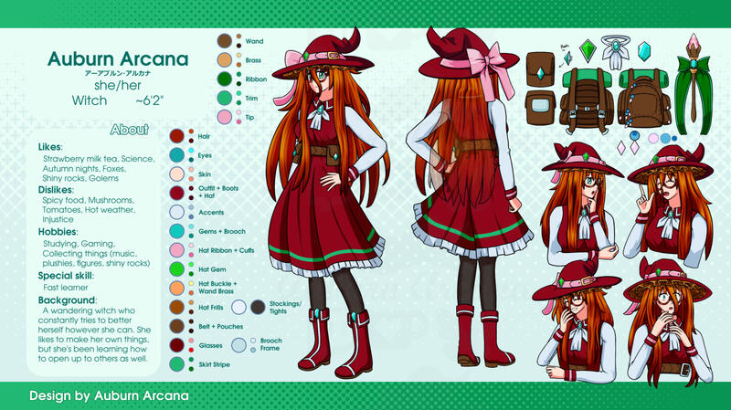 Auburn Arcana reference sheet